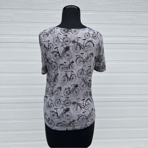 Anthropologie Women's Weekend Bicycle Print Gray and Black T-Shirt, S - Picture 2 of 6
